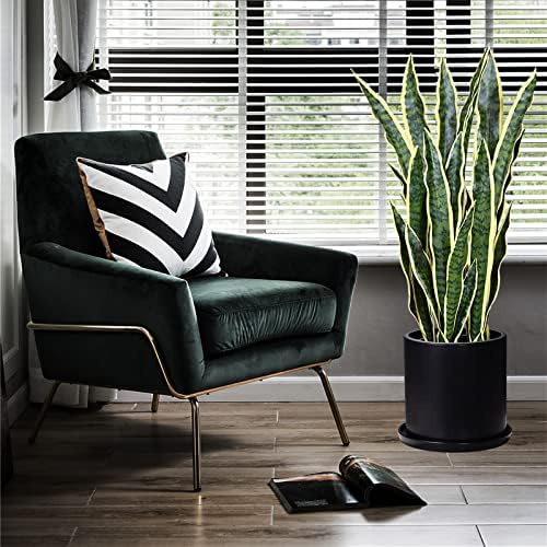 Plant Pots 10 Inch Ceramic Planter with Drainage Hole and Saucer, Matte Black Modern Cylinder Planter Pot for Indoor Outdoor Plants Flowers, Full Glazed Finish - Image 2