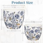 Decorative Flower Pots Blue and White Plant Pot Gold Accent Ceramic Planters for Indoor Plants Pots with Drainage Retro Planter Pot for Succulents Cactus Herb Snake Plants Outdoor Garden, 7.6/5.5 Inch - Image 2