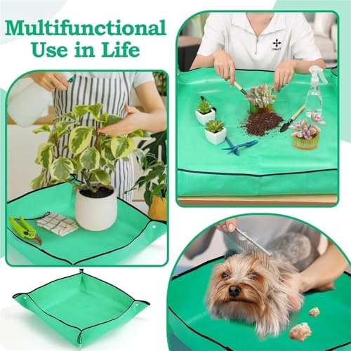 Plant Mat, Gardening Work Flowerpot, Folding Waterproof Garden Replanting for Indoor Plant Repotting(100x100cm) - Image 4