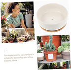 Milisten Ceramic Succulent Pot with Bamboo Tray Set Indoor Garden Planter 1-Piece Multi-Functional Flowerpot for Succulents Bonsai - Image 4