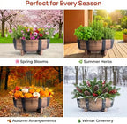 Gardenised 2-Piece Rectangular Half Barrel Flower Pots Rustic Farmhouse Style Faux Wood Planter Containers for Indoor & Outdoor Use Perfect for Displaying Decorative Garden Florals Herbs & Succulents - Image 6