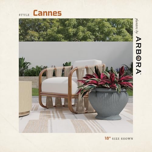 ARBORA 18" Cannes Urn Planter - Lightweight Polyresin Decorative Plant Pot - Image 3