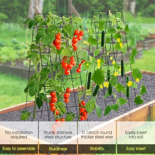 RIFNY Cucumber Trellis for Raised Bed, Garden Trellis 16.5 x 60 Inch, Black - Image 2