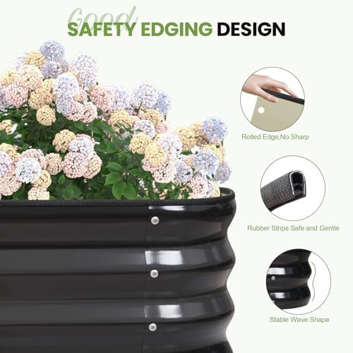 G GOOD GAIN Raised Garden Bed Outdoor, 4-in-1 Modular Metal Planter, Grey - Image 3
