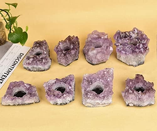 JIC Gem Purple Amethyst Crystal Candle Holder Tealight Stand 4.5 Inch - Image 7