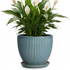 Ceramic Planter, 8 Inch Plant Pot Indoor with Saucer, Glaze Blue by Unknown