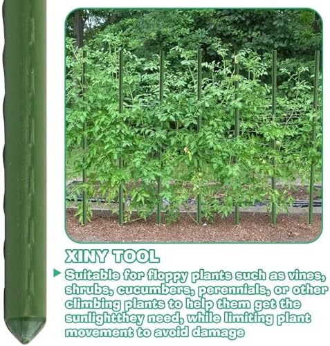 Xiny Tool Garden Stakes, 15 Pack 8 FT Steel Plant Garden Tomato Stakes with Plastic Coat for Climbing Plants (96 Inch) - Image 3