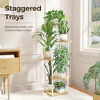 Bamworld White Plant Stand Indoor Corner Plant Shelf for Multiple Plants - Image 2