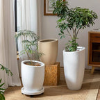 Bevel Mouth Concrete Tall Flower Pot, Large Outdoor Decorative Plant Pot with Drainage Hole,Modern Planter Pots for Home,Garden,Patio,Courtyard,Porch,White1 - Image 7