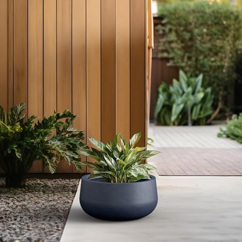 Kante Charcoal Concrete Planter 20" Dia All-Weather Round Large Pot - Image 5