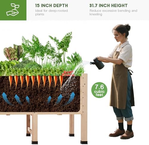 SPECRAFT Wooden Raised Garden Bed with Legs - 15 Inch Deep Elevated Planter Box for Deep-Rooted Plants, Ideal for Balcony, Patio, Easy Assembly (4x2 FT) - Image 2