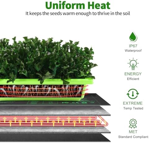 Seedling Heat Mat 8 Pack, 10" x 20.75" MET-Certified Warm Hydroponic Heating Pad, Waterproof Warm Hydroponic Plant Heating Mat for Germination, Greenhouse Grow Seed Starter - Image 4