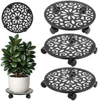 Plant Caddy with Wheels, 3 Pack 12” Rolling Plant Stand Plant Rollers Heavy Duty Plant Dolly with Casters Indoor & Outdoor Wrought Iron Metal Plant Tray with Lockable Wheels for Large Flower Pots by Unknown