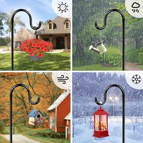 ANIDEER 96" Shepherds Hooks for Outdoor, Heavy Duty Garden Bird Feeder Pole Hanging Bird Feeder, Solar Light Lanterns, Outdoor Plant Hanger Hook with 7 Base Prongs, 1 Pack - Image 6