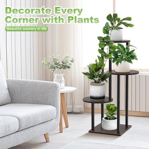 4 Tier Plant Stand Indoor Corner Tall Shelf for Multiple Plants - Image 4