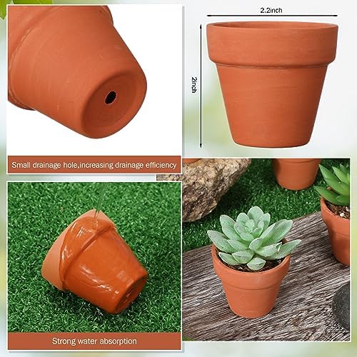 Sliner 150 Pcs Small Clay Pots 2 Inch Terracotta Plant Pots Plant Planters Bulk with Drainage Hole Mini Terra Cotta Cactus Flower Nursery Succulent Terracotta Planter for Indoor Outdoor Craft Wedding - Image 2