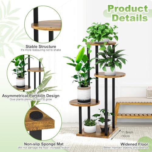 4 Tier Plant Stand Indoor Corner Tall Shelf for Multiple Plants - Image 3