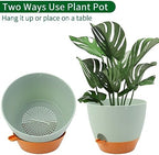 GARDIFE 12 Inch Self Watering Hanging Planter, Indoor Outdoor, Green - Image 5