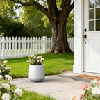 Kante Accent Round Curved White Concrete Planter 13" Dia, Outdoor - Image 5