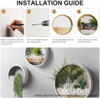 3 Pack Set Wall Planters,Modern Round Glass Wall Planter Succulent Planter Circle Iron Hanging Planter Vase for Herb,Small Cactus Perfect for Balcony, Room and Patio Decor (White) - Image 4