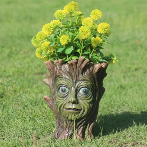 Tree Face Planter with Drainage Holes, 7.87 x 3.93 x 1.96 inches, Resin Garden Flower Pot, Indoor Outdoor Decorative Vase for Plants (xiao) - Image 4