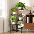 LASZOLA Plant Stand Indoor Outdoor Tall with Plastic Tray, 5 Tiers Black by LASZOLA