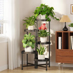 LASZOLA Plant Stand Indoor Outdoor Tall with Plastic Tray, 5 Tiers Black by LASZOLA