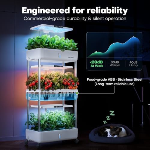 Ahopegarden Indoor Garden Hydroponics Growing System Kit: 66 Pods Plant Herb Garden Germination Kit with LED Grow Light, 30L Large Capacity Kitchen Hydroponics Planter Grower for Vegetable Fruit - Image 5