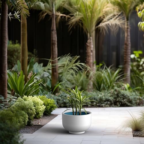 Kante Accent Round Pedestal White Concrete Planter 17.7" Dia, Outdoor - Image 6