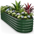Winpull 8x2x1.5 ft Galvanized Steel Raised Garden Bed, Raised Garden Bed Kit, Galvanized Planter Box Outdoor, 18" Tall Oval Large Metal Raised Bed for Gardening Vegetables Flower Herb (Moss Green) by Winpull