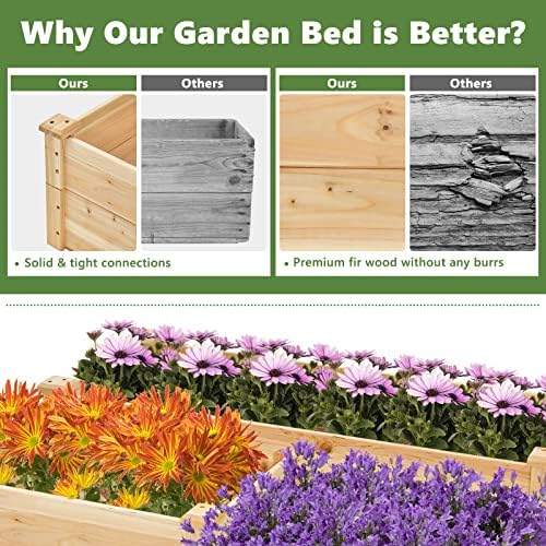 HAPPYGRILL 3-Tier Raised Garden Bed, Wood Elevated Flower Box with Open-Ended Base & Plug-in Connector, Outdoor Planter Raised Beds for Vegetables, Herbs & Fruits - Image 6