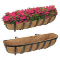 Window Boxes Planters Railing Planter Box with Adjustable Brackets for Porch Fence Patio Balcony Hanging Flower Baskets with Coco Liners for Outdoor Garden Décor (24 Inch / 2 Packs) by Unknown