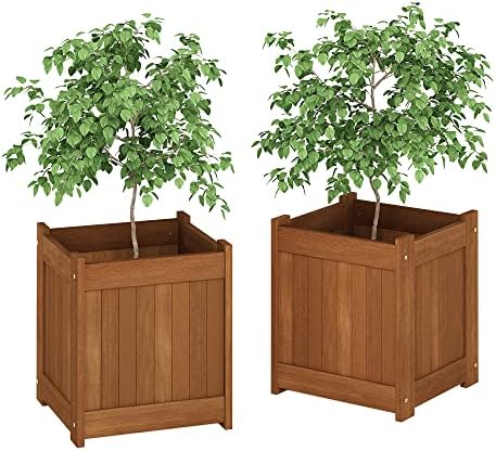 Furinno 2-FG16450 Tioman Hardwood Flower Box, Two-Pack, Natural by Furinno-FitsYourSpaceFitsYourBudget