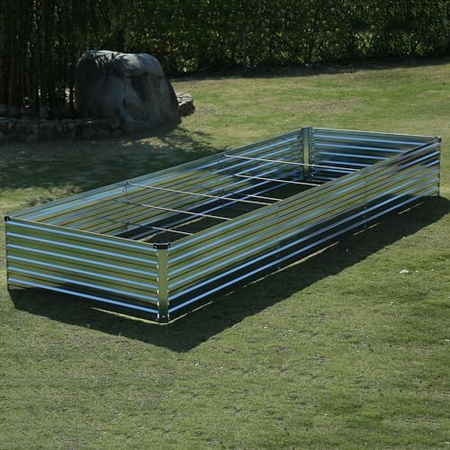 Foxlang 12x4x1.5ft Galvanized Raised Garden Bed,Outdoor Planter Box Metal Patio Kit Planting Bed for Vegetables Flowers Herb,Silver - Image 6