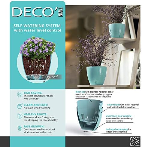 Santino 7.9 Inch Deco Self Watering Pots for Indoor Plants in Shade (Set of 3) - Decorative Flower Pot with Water Level Indicator and Drainage Cartridge for All House Plants, Flowers and Herbs - Image 3