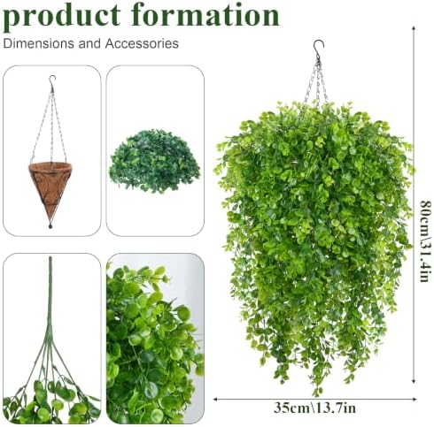 2 Set Fake Hanging Plants Baskets for Outdoors 30" Fall Plants Baskets - Image 3