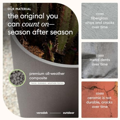 Veradek Mason Series Vega Planter - Tall Round Outdoor Planter with Shelf - Image 6