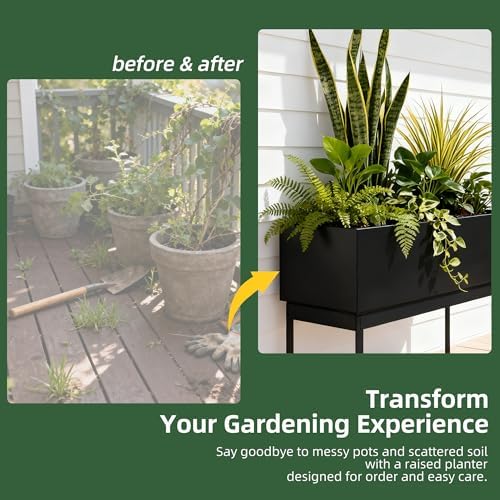 Worth Set of 2 Raised Metal Planter Box with Legs, Large & Small Matte Black Galvanized Steel Elevated Garden Beds with Drainage Hole & Plug for Vegetables, Flowers & Herbs, Indoor & Outdoor Use - Image 6
