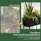 Worth Set of 2 Raised Metal Planter Box with Legs, Large & Small Matte Black Galvanized Steel Elevated Garden Beds with Drainage Hole & Plug for Vegetables, Flowers & Herbs, Indoor & Outdoor Use - Image 6