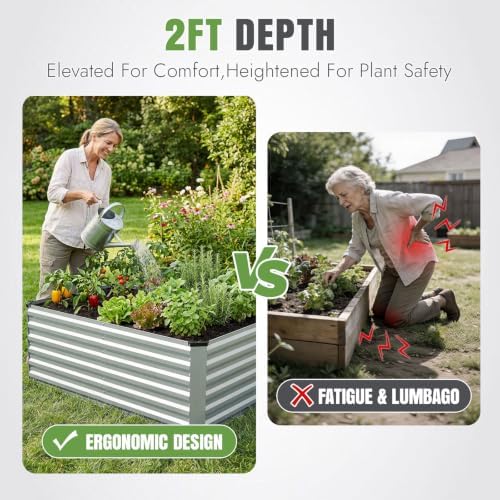 INNO STAGE Galvanized Metal Raised Garden Bed 6×3×2FT, Silver, 1 Pack - Image 2