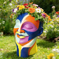 Rainbow Face Planters Pots Head, Funny Body Plant Pots for Decor, Resin Decorative Artistic Head Flower Pot, Hand Painted Planters Boho Eclectic Art for Indoor Outdoor, Plant Lover Gifts (Blue&Orange) by Unknown