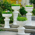 Roman Column Pedestal and Planter Urn, Magnesium Oxide, White - Image 5