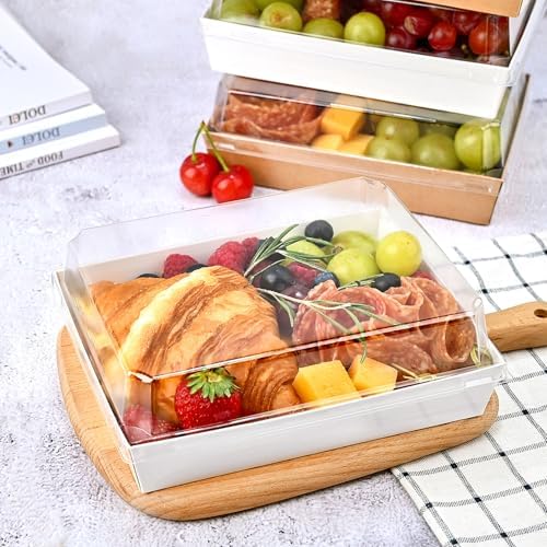 Ocmoiy Charcuterie Boxes with Clear Lids, 7x5 Inches, 50 Pack, White - Image 5