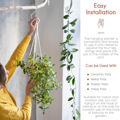 Rope Plant Hanger 6 Pieces Boho Macrame Planter Holder - Image 2