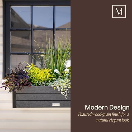 Mayne Vista 36in Rectangular Window Box Planter, Charcoal - Image 6