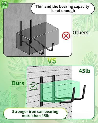 HFHOME 4 PCS Adjustable Planter Box Brackets (6 to 12.5 in), Universal Window Box Brackets, Heavy Duty Metal Flower Box Wall Mounting Hooks for Balcony, Fences, Patio, and Garden - Black - Image 6