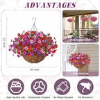 INXUGAO Artificial Fake Flowers Hanging Basket for Outdoor Decoration - Image 2
