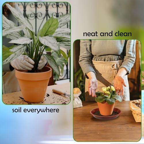 8 Pack 16 Inch Round Plant Saucers for Less 14 Inch Pot Indoors Outdoors Plant Trays for Pots Planter Saucer Plastic Drip Tray Planter Water Tray(Terracotta, 16"(8pcs)) - Image 5