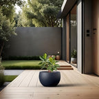 Kante Modern Home Minimalist 20" Dia Charcoal Concrete Bowl Planter - Image 5