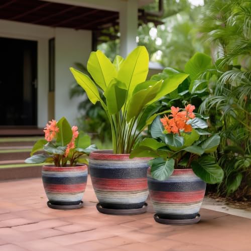 10/8/6 Inch Ceramic Planter, Ceramic Plant Pots Indoor, Rainbow - Image 5